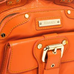 Versace Orange Leather Mini Satchel For Women -Versace Official Website luxury women versace used handbags p29826 0010
