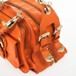 Versace Orange Leather Mini Satchel For Women -Versace Official Website luxury women versace used handbags p29826 0011