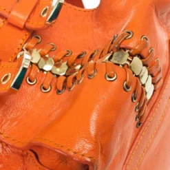 Versace Orange Leather Mini Satchel For Women -Versace Official Website luxury women versace used handbags p29826 0014