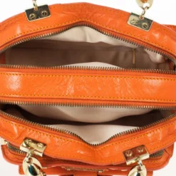 Versace Orange Leather Mini Satchel For Women -Versace Official Website luxury women versace used handbags p29826 0016
