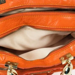 Versace Orange Leather Mini Satchel For Women -Versace Official Website luxury women versace used handbags p29826 0017