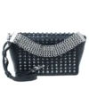 Versace Black Leather Studded Crystal Chain Shoulder Bag For Women