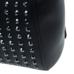 Versace Black Leather Studded Crystal Chain Shoulder Bag For Women -Versace Official Website luxury women versace used handbags p2994 0010