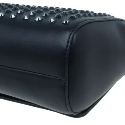 Versace Black Leather Studded Crystal Chain Shoulder Bag For Women -Versace Official Website luxury women versace used handbags p2994 0012