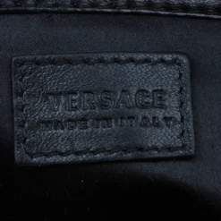 Versace Black Leather Studded Crystal Chain Shoulder Bag For Women -Versace Official Website luxury women versace used handbags p2994 0014