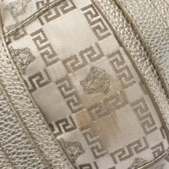 Versace Gold Signature Canvas And Leather Medussa Buckle Satchel For Women -Versace Official Website luxury women versace used handbags p301264 009