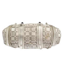 Versace Gold Signature Canvas And Leather Medussa Buckle Satchel For Women -Versace Official Website luxury women versace used handbags p301264 010