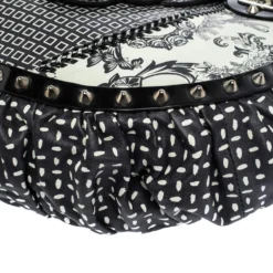 Versace Black/Green Printed Leather Studded Ruffle Hobo For Women -Versace Official Website luxury women versace used handbags p302256 007