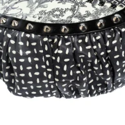 Versace Black/Green Printed Leather Studded Ruffle Hobo For Women -Versace Official Website luxury women versace used handbags p302256 008