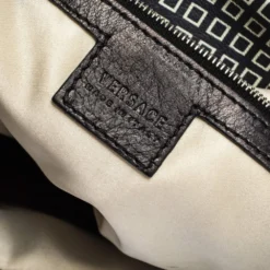 Versace Black/Green Printed Leather Studded Ruffle Hobo For Women -Versace Official Website luxury women versace used handbags p302256 010