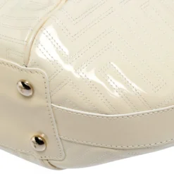 Versace Ivory Quilted And Woven Patent Leather Hobo For Women -Versace Official Website luxury women versace used handbags p303263 001 scaled
