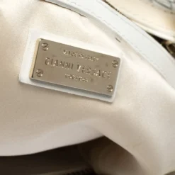 Versace Ivory Quilted And Woven Patent Leather Hobo For Women -Versace Official Website luxury women versace used handbags p303263 008