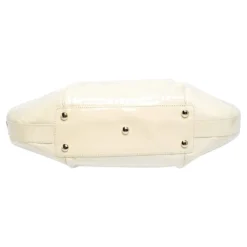 Versace Ivory Quilted And Woven Patent Leather Hobo For Women -Versace Official Website luxury women versace used handbags p303263 011