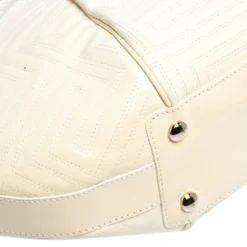 Versace Ivory Quilted And Woven Patent Leather Hobo For Women -Versace Official Website luxury women versace used handbags p303263 012