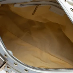 Versace White/Gold Signature Fabric And Leather Snap Out Of It Satchel For Women -Versace Official Website luxury women versace used handbags p306863 009