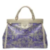 Versace Grey/Lilac Baroque Print Coated Canvas And Leather Frame Tote For Women