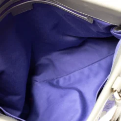 Versace Grey/Lilac Baroque Print Coated Canvas And Leather Frame Tote For Women -Versace Official Website luxury women versace used handbags p306866 013