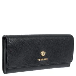 Versace Black Leather Medusa Continental Wallet For Women -Versace Official Website luxury women versace used handbags p307059 002