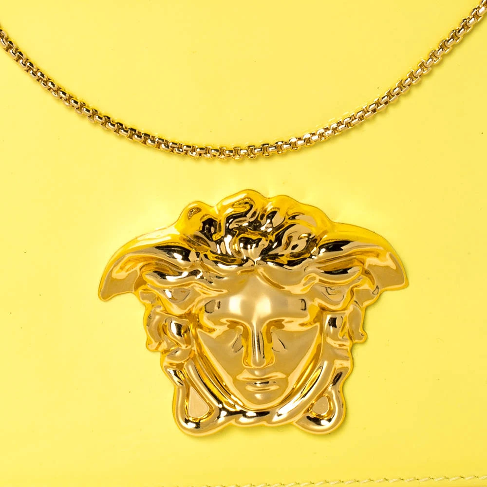 Versace Yellow Patent Leather Medusa Chain Clutch For Women 5 Versace Yellow Patent Leather Medusa Chain Clutch For Women - Image 5