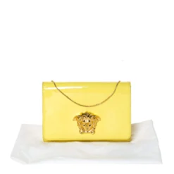 Versace Yellow Patent Leather Medusa Chain Clutch For Women 19 Versace Yellow Patent Leather Medusa Chain Clutch For Women -Versace Official Website luxury women versace used handbags p308768 003
