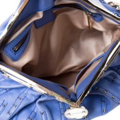 Versace Blue Leather Mirror Frame Chain Shoulder Bag For Women -Versace Official Website luxury women versace used handbags p308951 002