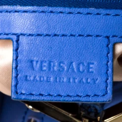 Versace Blue Leather Mirror Frame Chain Shoulder Bag For Women -Versace Official Website luxury women versace used handbags p308951 003