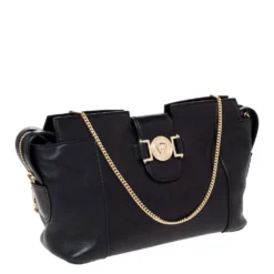 Versace Black Leather Medusa Medallion Bag For Women -Versace Official Website luxury women versace used handbags p309461 009