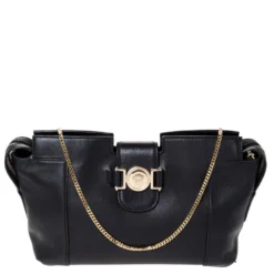 Versace Black Leather Medusa Medallion Bag For Women