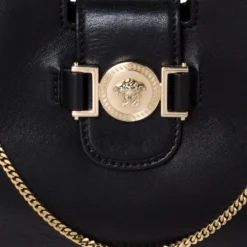Versace Black Leather Medusa Medallion Bag For Women -Versace Official Website luxury women versace used handbags p309461 011