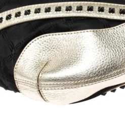 Versace Black/Gold Nylon And Leather Studded Hobo For Women -Versace Official Website luxury women versace used handbags p309843 005