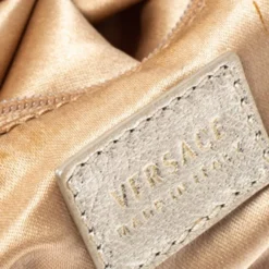 Versace Black/Gold Nylon And Leather Studded Hobo For Women -Versace Official Website luxury women versace used handbags p309843 1595696895 012