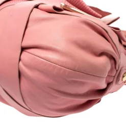 Versace Pink Leather Venita Bow Satchel For Women -Versace Official Website luxury women versace used handbags p312545 001