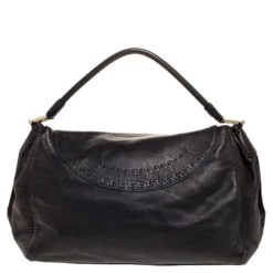 Versace Metallic Black Barocco Leather Altea Hobo For Women -Versace Official Website luxury women versace used handbags p313417 002