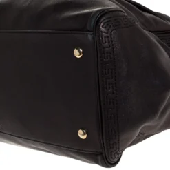 Versace Metallic Black Barocco Leather Altea Hobo For Women -Versace Official Website luxury women versace used handbags p313417 008