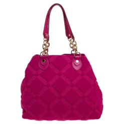 Versace Pink Neoprene And Leather Tote For Women -Versace Official Website luxury women versace used handbags p313422 005
