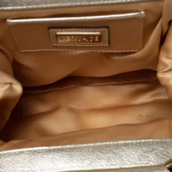 Versace Gold/White Signature Fabric And Leather Frame Satchel For Women -Versace Official Website luxury women versace used handbags p314342 009