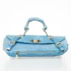 Versace Light Blue Python & Suede Satchel For Women