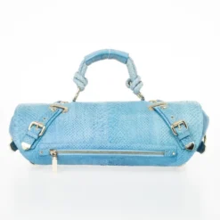 Versace Light Blue Python & Suede Satchel For Women -Versace Official Website luxury women versace used handbags p31659 004
