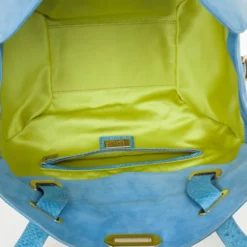 Versace Light Blue Python & Suede Satchel For Women -Versace Official Website luxury women versace used handbags p31659 006