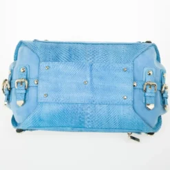 Versace Light Blue Python & Suede Satchel For Women -Versace Official Website luxury women versace used handbags p31659 013