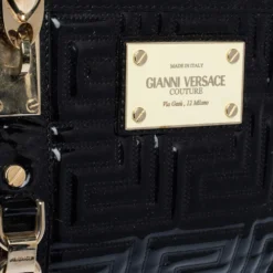 Versace Black Patent Leather Snap Out Of It Satchel For Women -Versace Official Website luxury women versace used handbags p317785 004