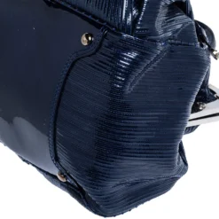 Versace Blue Striped Patent Leather Studded Frame Satchel For Women -Versace Official Website luxury women versace used handbags p318187 009
