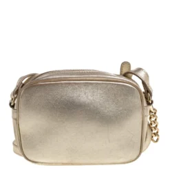Versace Metallic Gold Leather Palazzo Medusa Camera Crossbody Bag For Women -Versace Official Website luxury women versace used handbags p321957 002