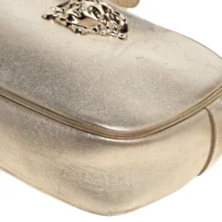 Versace Metallic Gold Leather Palazzo Medusa Camera Crossbody Bag For Women -Versace Official Website luxury women versace used handbags p321957 007