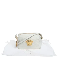 Versace White Leather Palazzo Medusa Camera Crossbody Bag For Women -Versace Official Website luxury women versace used handbags p322512 002