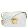 Versace White Leather Palazzo Medusa Camera Crossbody Bag For Women