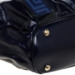 Versace Two Tone Blue Patent Vinyl And Leather Side Zip Tote For Women -Versace Official Website luxury women versace used handbags p323169 001