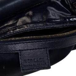 Versace Two Tone Blue Patent Vinyl And Leather Side Zip Tote For Women -Versace Official Website luxury women versace used handbags p323169 008