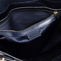 Versace Two Tone Blue Patent Vinyl And Leather Side Zip Tote For Women -Versace Official Website luxury women versace used handbags p323169 009