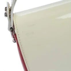 Versace Cream/Red Patent Leather And Leather Shoulder Bag For Women -Versace Official Website luxury women versace used handbags p325081 004